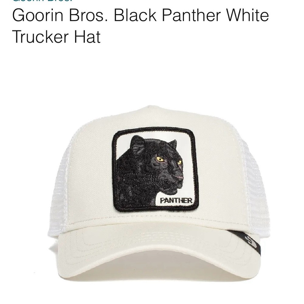 Goorin Bros White Trucker Hat with Black Panther Patch